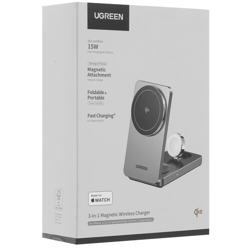 Купить Беспроводное зарядное устройство Ugreen W707 серый  9234184. Характеристики, отзывы и цены в Донецке