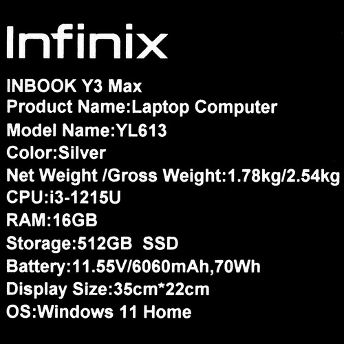 Купить 16" Ноутбук Infinix InBook Y3 MAX YL613 серебристый  5433669. Характеристики, отзывы и цены в Донецке