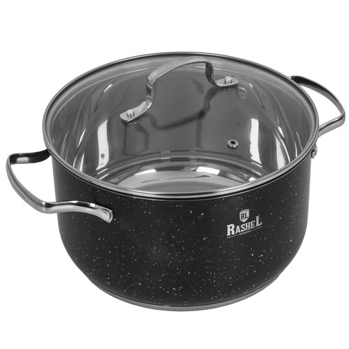 Купить Кастрюля Rashel Стефани R-600v 6 л 24 см черный  9321050. Характеристики, отзывы и цены в Донецке