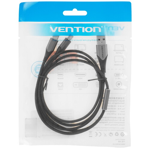 Купить Кабель круглый Vention USB Type-C - USB 2.0 Type-A черный 1 м  9160873. Характеристики, отзывы и цены в Донецке