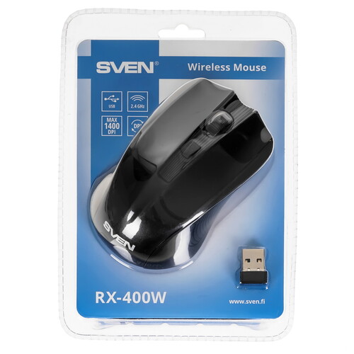 Купить Мышь беспроводная SVEN RX-400W [SV-014674] черный  4900178. Характеристики, отзывы и цены в Донецке