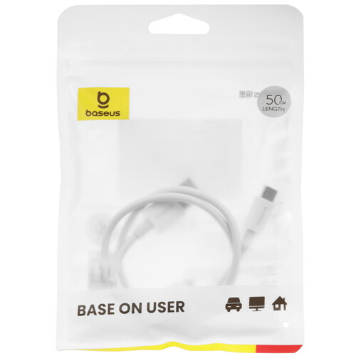 Купить Кабель круглый Baseus USB Type-C - USB 2.0 Type-A белый 0.5 м  5627428. Характеристики, отзывы и цены в Донецке