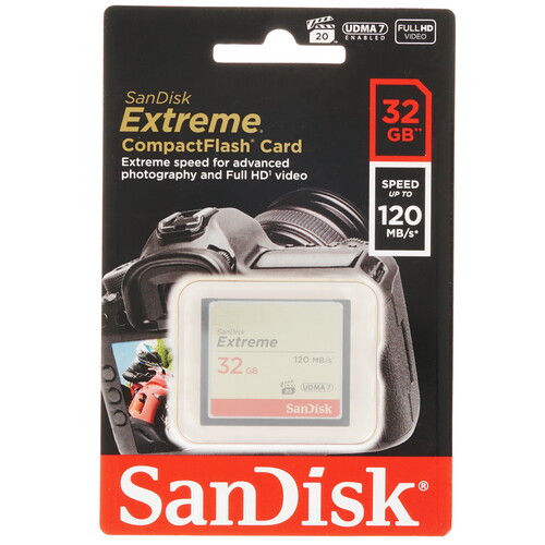 Купить Карта памяти SanDisk Extreme CF (Compact Flash) 32 ГБ  4723565. Характеристики, отзывы и цены в Донецке