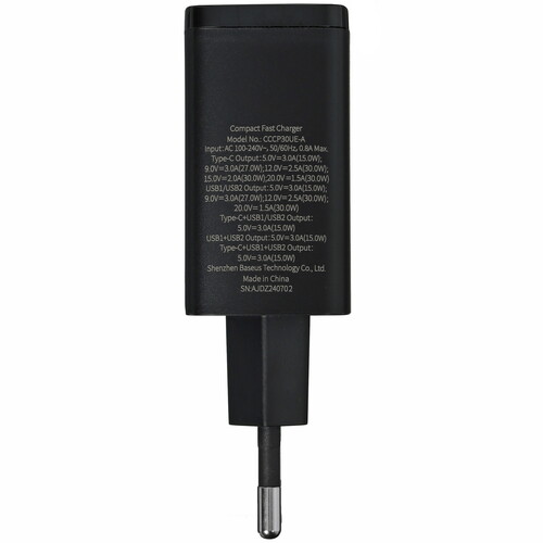 Купить Сетевое зарядное устройство Baseus Compact 2U+C черный  5495784. Характеристики, отзывы и цены в Донецке