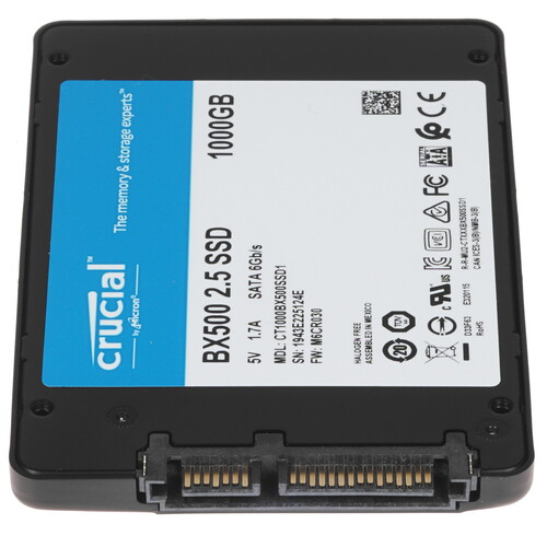 Купить 1000 ГБ 2.5" SATA накопитель Crucial BX500 [CT1000BX500SSD1]  1615452. Характеристики, отзывы и цены в Донецке