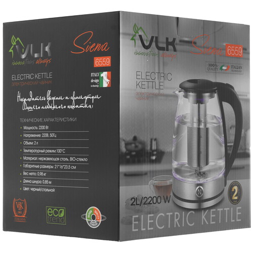 Купить Электрочайник VLK Siena-6559 черный  9216771. Характеристики, отзывы и цены в Донецке