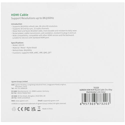 Купить Кабель  Ugreen HDMI - HDMI, 1.5 м  5025797. Характеристики, отзывы и цены в Донецке