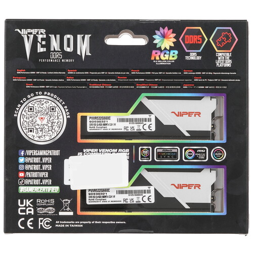 Купить Оперативная память Patriot Viper Venom RGB [PVVR532G660C34K] 32 ГБ  5449932. Характеристики, отзывы и цены в Донецке