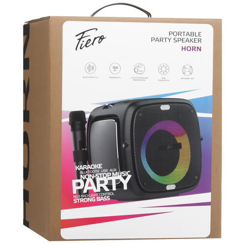 Купить Портативная аудиосистема Fiero Horn FR750, черный  5406616. Характеристики, отзывы и цены в Донецке