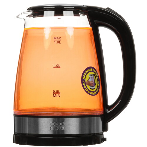 Купить Электрочайник Goodhelper KPG-1810 оранжевый  9304895. Характеристики, отзывы и цены в Донецке