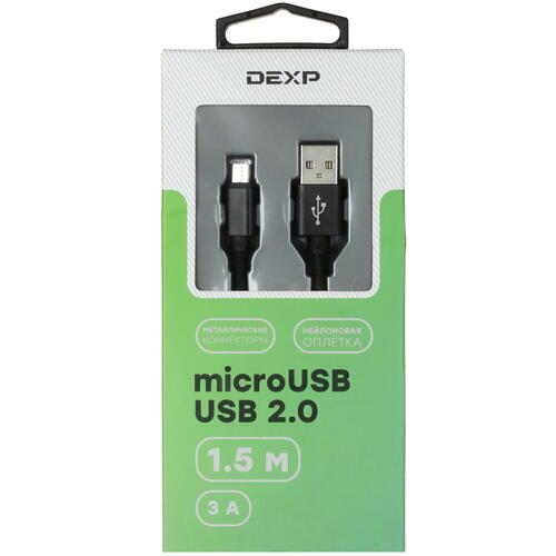 Купить Кабель круглый DEXP micro USB - USB 2.0 Type-A черный 1.5 м  4834208. Характеристики, отзывы и цены в Донецке