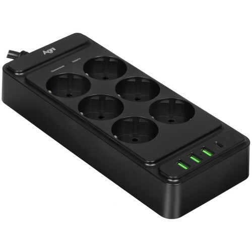 Купить Сетевой фильтр AGNI TP-FS4U6E-C черный  9289294. Характеристики, отзывы и цены в Донецке