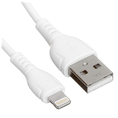 Купить Кабель круглый Borofone Lightning 8-pin - USB 2.0 Type-A белый 1 м  5475094. Характеристики, отзывы и цены в Донецке