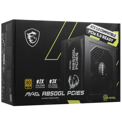 Купить Блок питания MSI MAG A850GL PCIE5  черный  5449947. Характеристики, отзывы и цены в Донецке