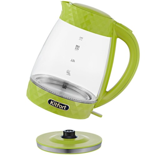 Купить Электрочайник Kitfort КТ-6123-2 зеленый  5339016. Характеристики, отзывы и цены в Донецке