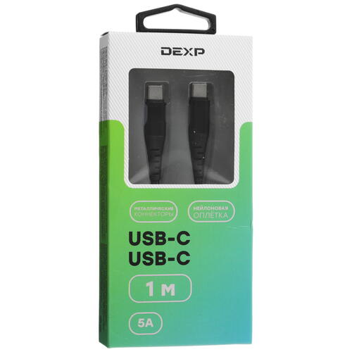 Купить Кабель круглый DEXP USB Type-C - USB Type-C черный 1 м  4834213. Характеристики, отзывы и цены в Донецке