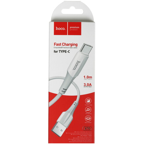 Купить Кабель круглый Hoco USB Type-C - USB 2.0 Type-A белый 1 м  9238226. Характеристики, отзывы и цены в Донецке