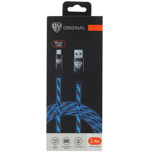 Купить Кабель круглый BY micro USB - USB 2.0 Type-A синий 1.5 м  5482258. Характеристики, отзывы и цены в Донецке