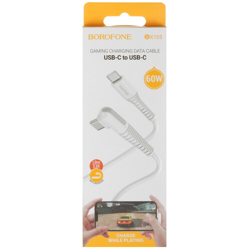 Купить Кабель круглый Borofone USB Type-C - USB Type-C белый 1 м  5475001. Характеристики, отзывы и цены в Донецке