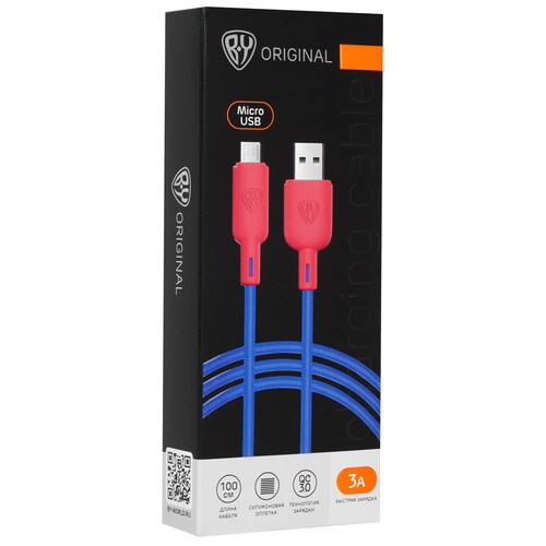 Купить Кабель круглый BY micro USB - USB 2.0 Type-A синий 1 м  5482077. Характеристики, отзывы и цены в Донецке