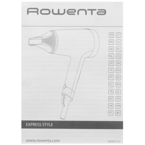 Купить Фен Rowenta Express Style CV1803F0 черный/серый  9188636. Характеристики, отзывы и цены в Донецке