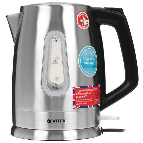 Купить Электрочайник Vitek VT-7087 серебристый  8125518. Характеристики, отзывы и цены в Донецке