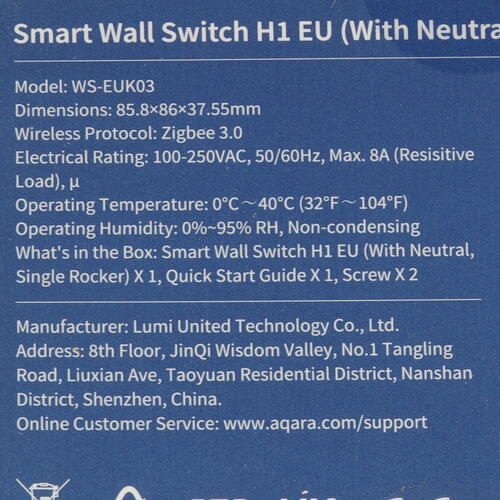 Купить Умный выключатель Aqara WS-EUK03  5465438. Характеристики, отзывы и цены в Донецке