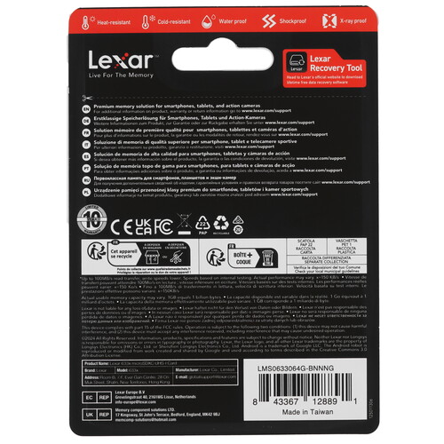 Купить Карта памяти Lexar High Performance 633x microSDXC 64 ГБ [LMS0633064G-BNNNG]  5471253. Характеристики, отзывы и цены в Донецке