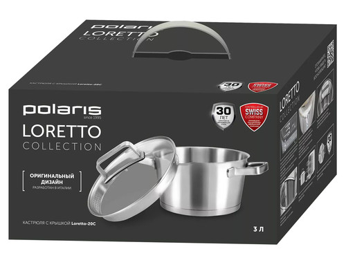 Купить Кастрюля Polaris Loretto-20С 3 л 20 см серебристый  9139973. Характеристики, отзывы и цены в Донецке