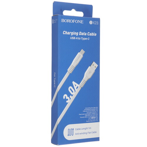 Купить Кабель плоский Borofone USB Type-C - USB 2.0 Type-A белый 1 м  9244387. Характеристики, отзывы и цены в Донецке