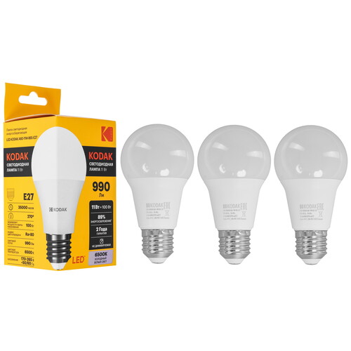 Купить Комплект светодиодных ламп Kodak A60-11W-865-E27  9305899. Характеристики, отзывы и цены в Донецке
