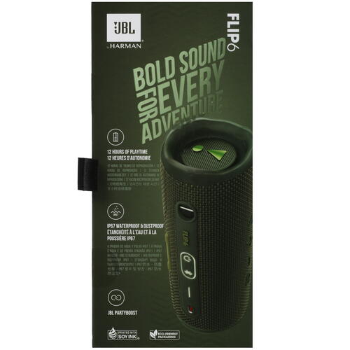Купить Портативная колонка JBL Flip 6, зеленый  5007410. Характеристики, отзывы и цены в Донецке