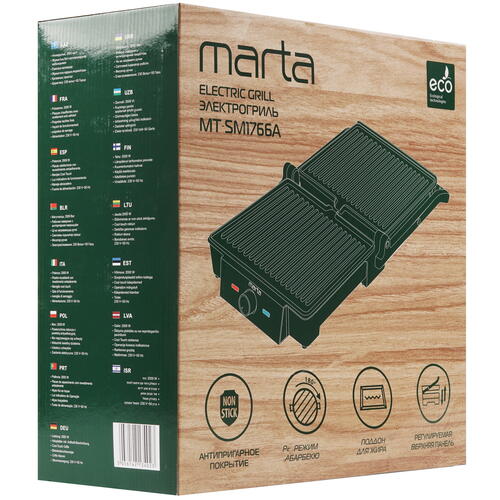 Купить Гриль Marta MT-SM1766A черный  9033615. Характеристики, отзывы и цены в Донецке