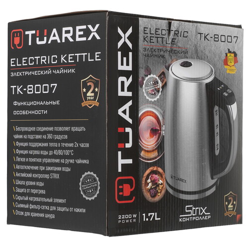 Купить Электрочайник Tuarex TK-8007 серебристый  9229157. Характеристики, отзывы и цены в Донецке