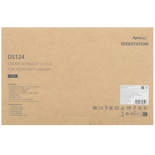Купить Сетевое хранилище (NAS) Synology DiskStation DS124  5447337. Характеристики, отзывы и цены в Донецке