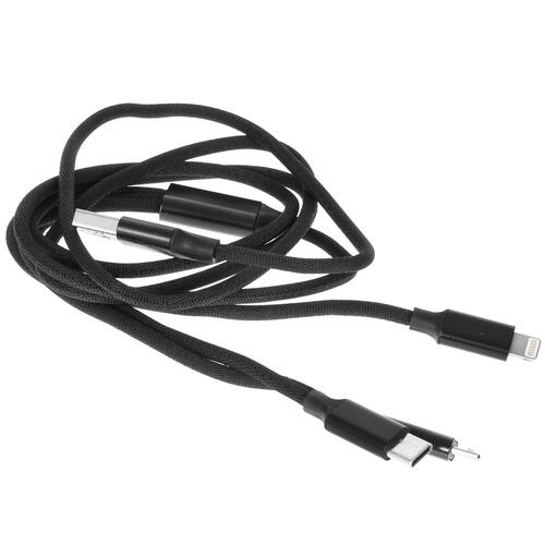Купить Кабель круглый DEPPA Lightning 8-pin, micro USB, USB Type-C - USB 2.0 Type-A черный 1 м  4822523. Характеристики, отзывы и цены в Донецке