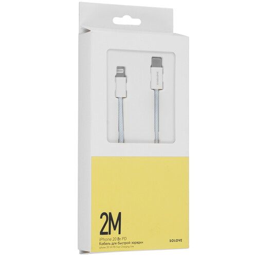 Купить Кабель круглый SOLOVE Lightning 8-pin - USB Type-C голубой 2 м  5479983. Характеристики, отзывы и цены в Донецке