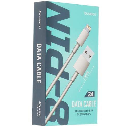 Купить Кабель круглый BoraSCO Lightning 8-pin - USB 2.0 Type-A белый 2 м  5614033. Характеристики, отзывы и цены в Донецке