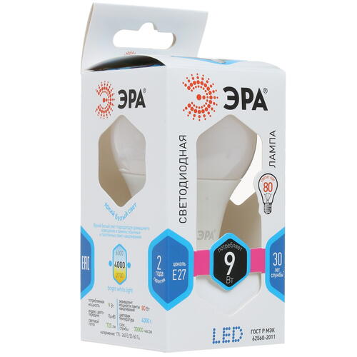 Купить Лампа светодиодная ЭРА LED E27/A60/9w/840  1305416. Характеристики, отзывы и цены в Донецке