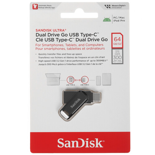 Купить Память OTG USB Flash 64 ГБ SanDisk Ultra Dual Drive Go [SDDDC3-064G-G46]  5462476. Характеристики, отзывы и цены в Донецке
