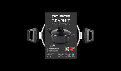 Купить Кастрюля Polaris Graphit-20C 2.2 л 20.5 см черный  5432553. Характеристики, отзывы и цены в Донецке