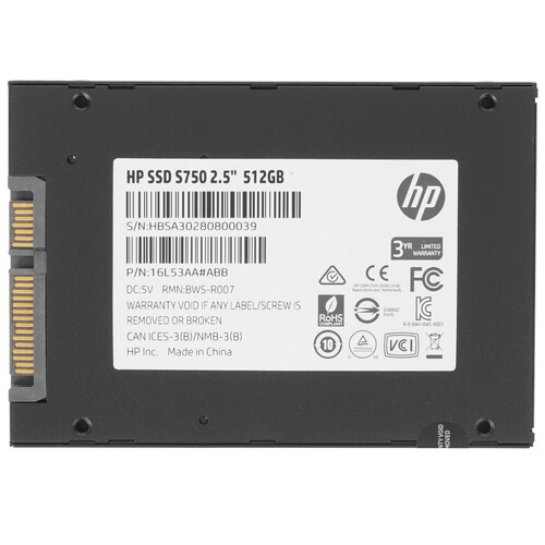 Купить 512 ГБ 2.5" SATA накопитель HP S750  1684081. Характеристики, отзывы и цены в Донецке