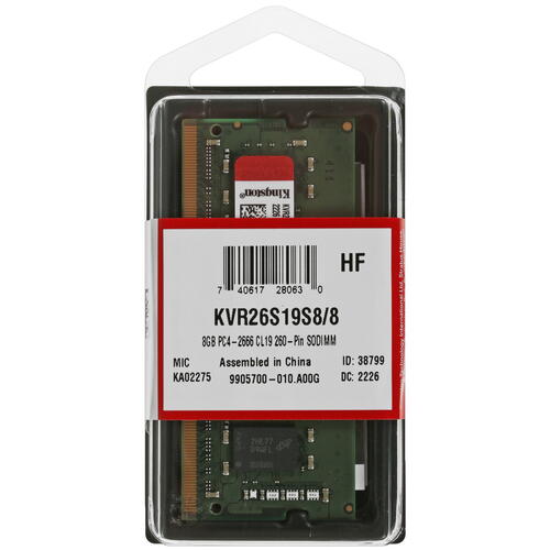 Купить Оперативная память SODIMM Kingston ValueRAM [KVR26S19S8/8] 8 ГБ  5053703. Характеристики, отзывы и цены в Донецке