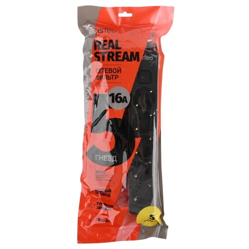 Купить Сетевой фильтр Perfeo REAL STREAM PF_E1509 черный  9172327. Характеристики, отзывы и цены в Донецке