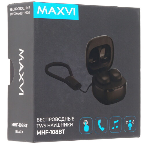 Купить Наушники TWS Maxvi MHF-108BT черный  9080946. Характеристики, отзывы и цены в Донецке