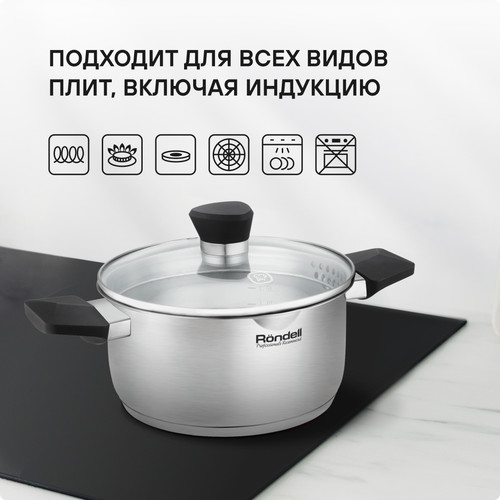 Купить Кастрюля Rondell Strike Grey Ultra RDS-1949 4.8 л 24 см серебристый  9309634. Характеристики, отзывы и цены в Донецке