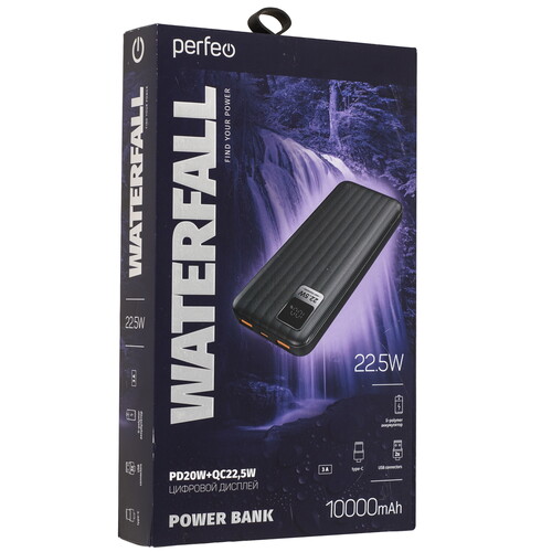 Купить Портативный аккумулятор PERFEO Waterfall 10 черный  9172537. Характеристики, отзывы и цены в Донецке