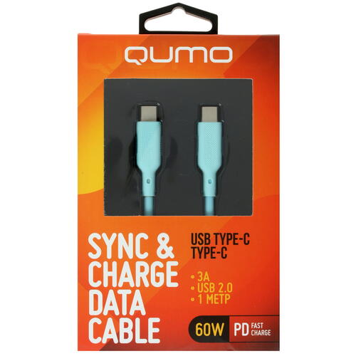 Купить Кабель круглый QUMO USB Type-C - USB Type-C голубой 1 м  4850183. Характеристики, отзывы и цены в Донецке