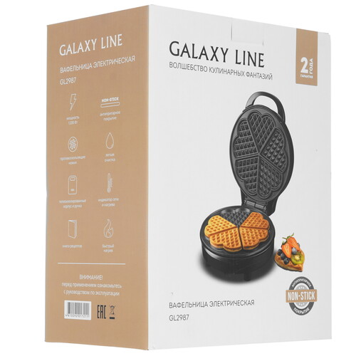 Купить Вафельница Galaxy LINE GL2987 черный  9061369. Характеристики, отзывы и цены в Донецке