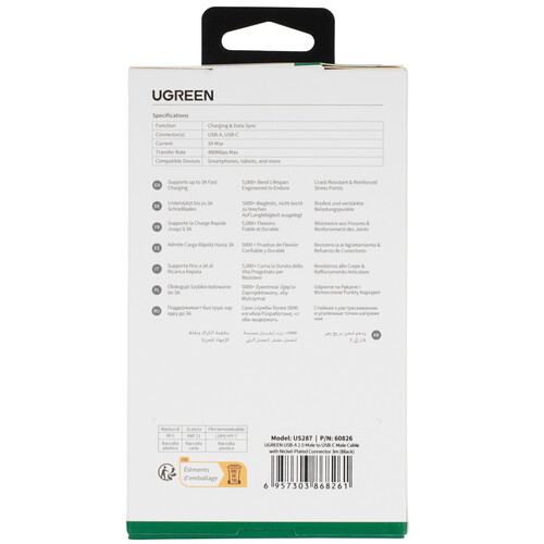 Купить Кабель круглый Ugreen USB Type-C - USB 2.0 Type-A черный 3 м  5601280. Характеристики, отзывы и цены в Донецке